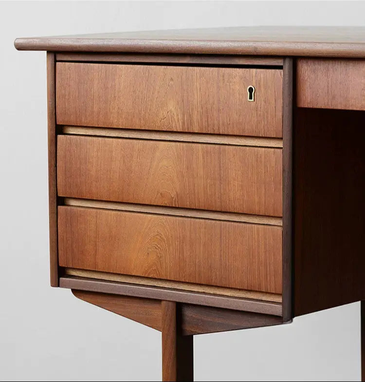 Baptiste Compact Retro Teak Writing Desk