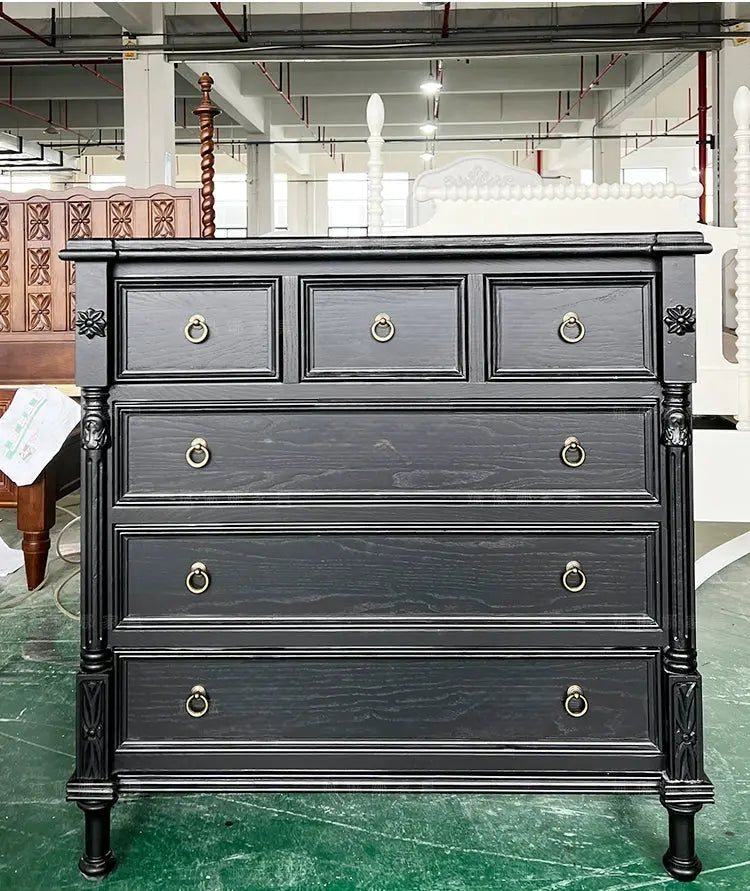 Lilou  Vintage Fabric Carved Bed Custom Design