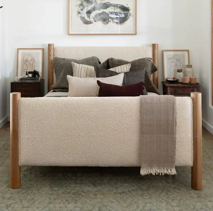 Gable Neoclassical Soft Lamb Style Bed