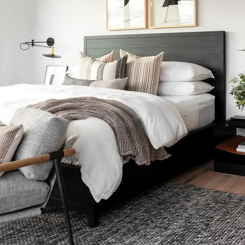 Percy Retro Town Black Neoclassical Double Bed