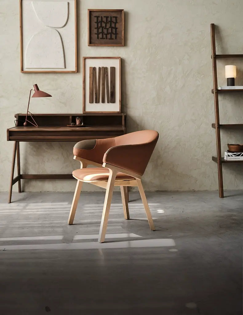 Achille Oak Wood Dining Chair, Soft Cushion