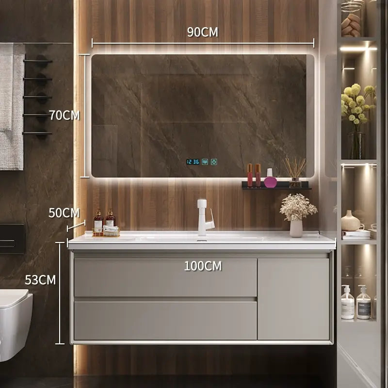Athena Oak Bathroom Vanity with Smart Mirror
