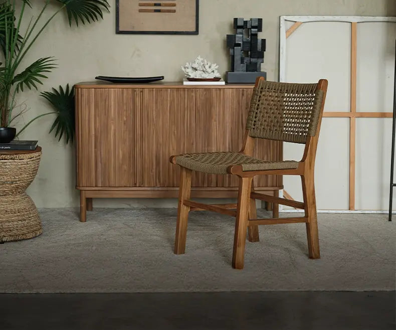 Riva Comfortable Teak Balcony Chair with Rattan