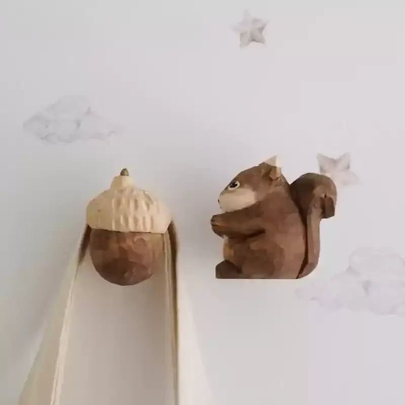 Borelly Squirrel Wooden Door Hook Handle