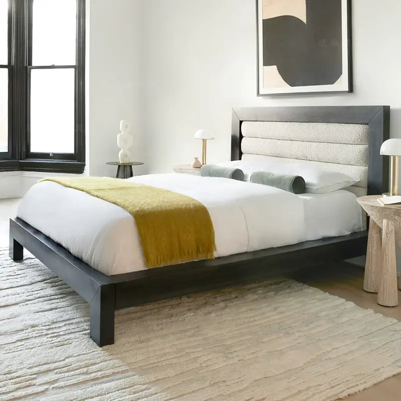 Thoreau Fabric Lambskin Solid Wood Bed
