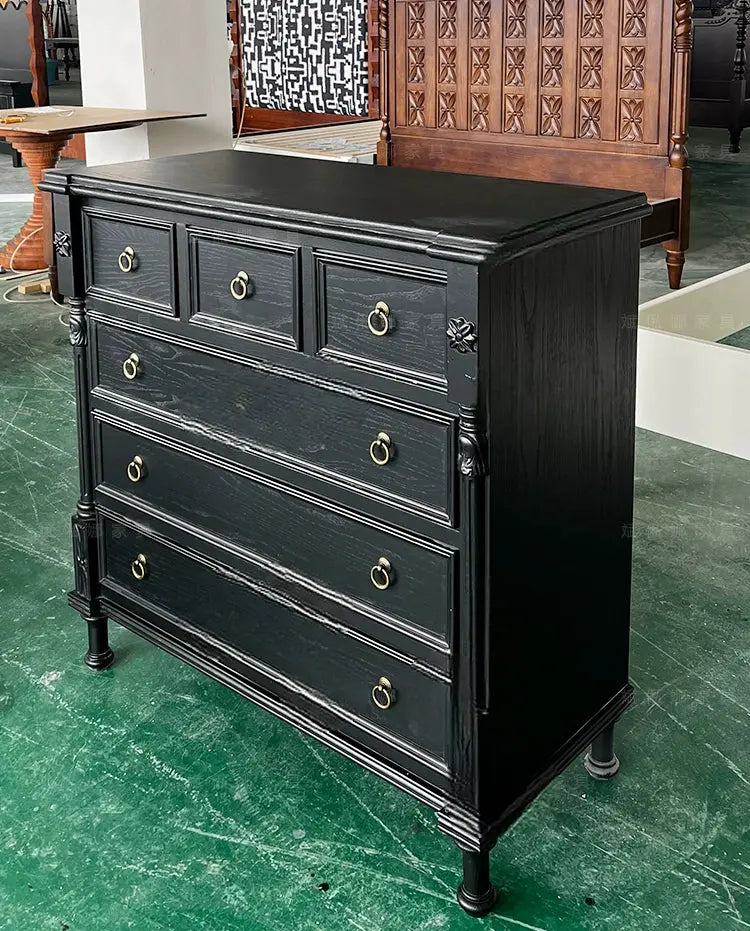 Lilou  Vintage Fabric Carved Bed Custom Design