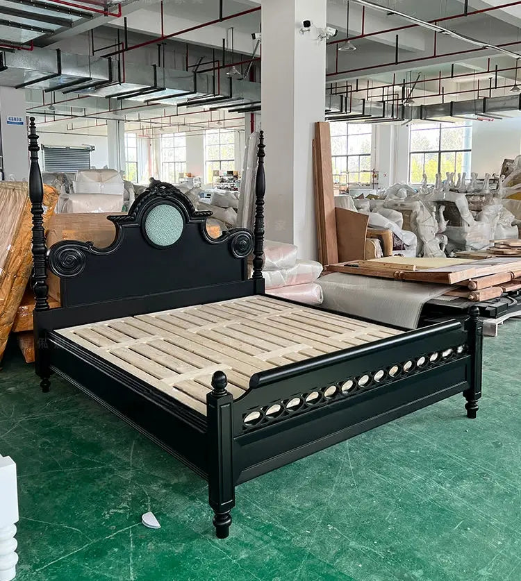 Helene Retro Solid Wood Four-Poster Bed
