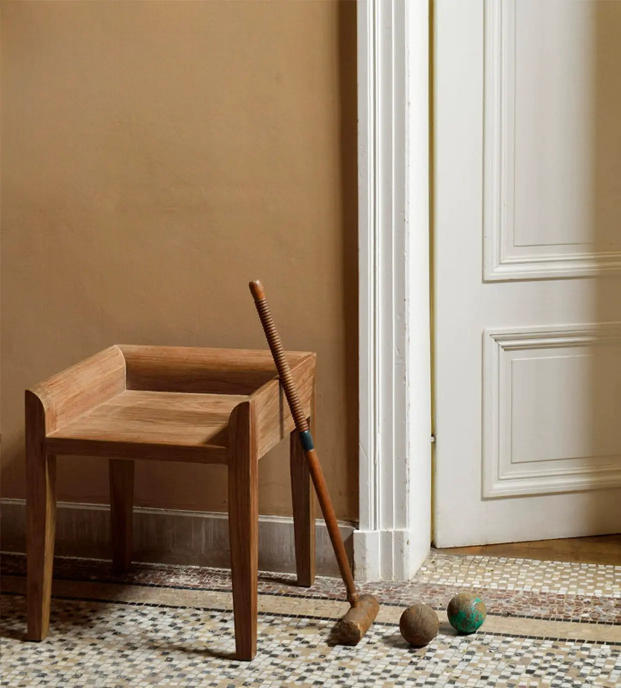 Haze Pure Teak Bedroom Makeup Dining Stool
