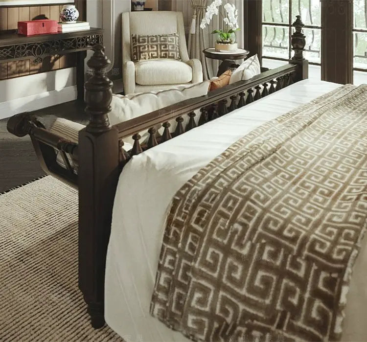 Curtis Elegant Solid Wood Neoclassical Double Bed