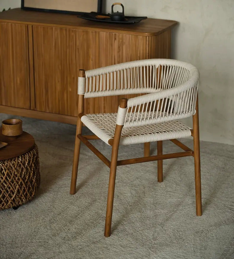 Giacinto Solid Wood Rattan Backrest Lounge Chair