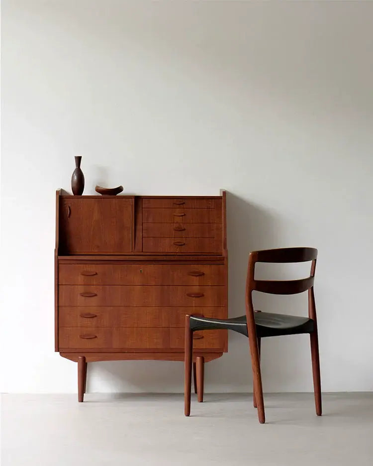 Wren Retro Modern Danish Secretary Storage Cabinet