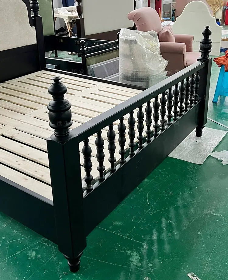 Curtis Elegant Solid Wood Neoclassical Double Bed