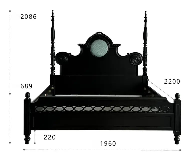 Helene Retro Solid Wood Four-Poster Bed