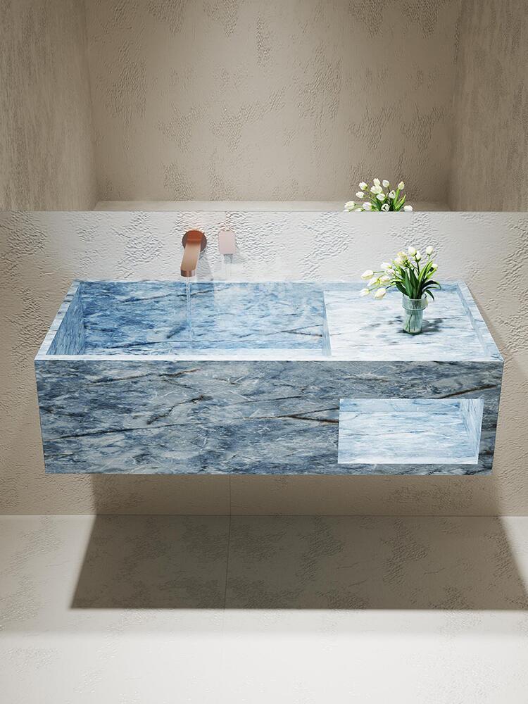 Rohan White Wall-Mounted Marble Basin