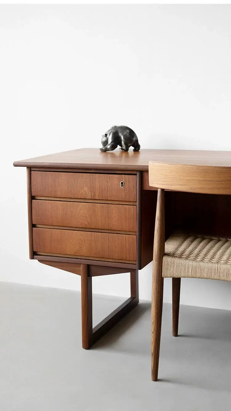 Baptiste Compact Retro Teak Writing Desk