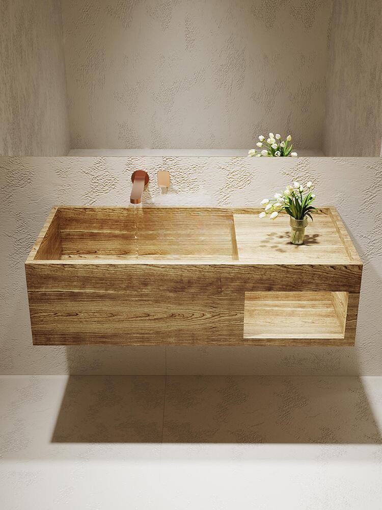 Rohan White Wall-Mounted Marble Basin