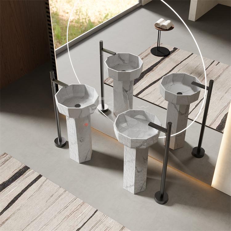 Soren Yellow Travertine Pedestal Basin