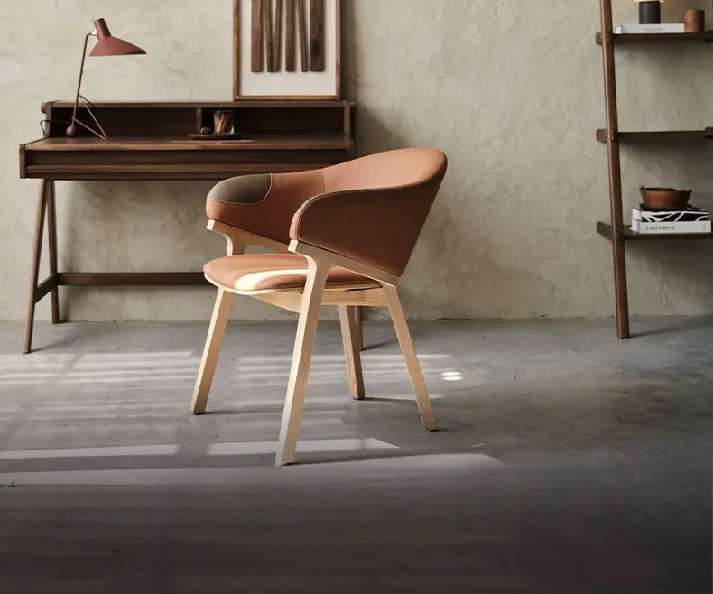Achille Oak Wood Dining Chair, Soft Cushion