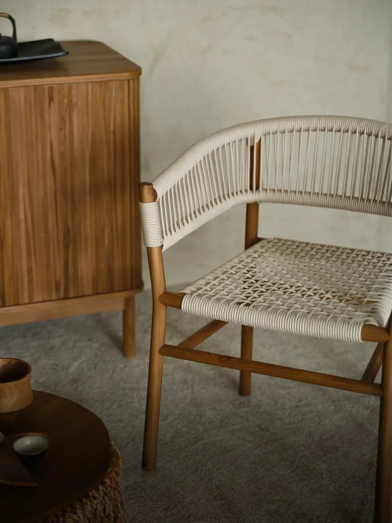 Giacinto Solid Wood Rattan Backrest Lounge Chair