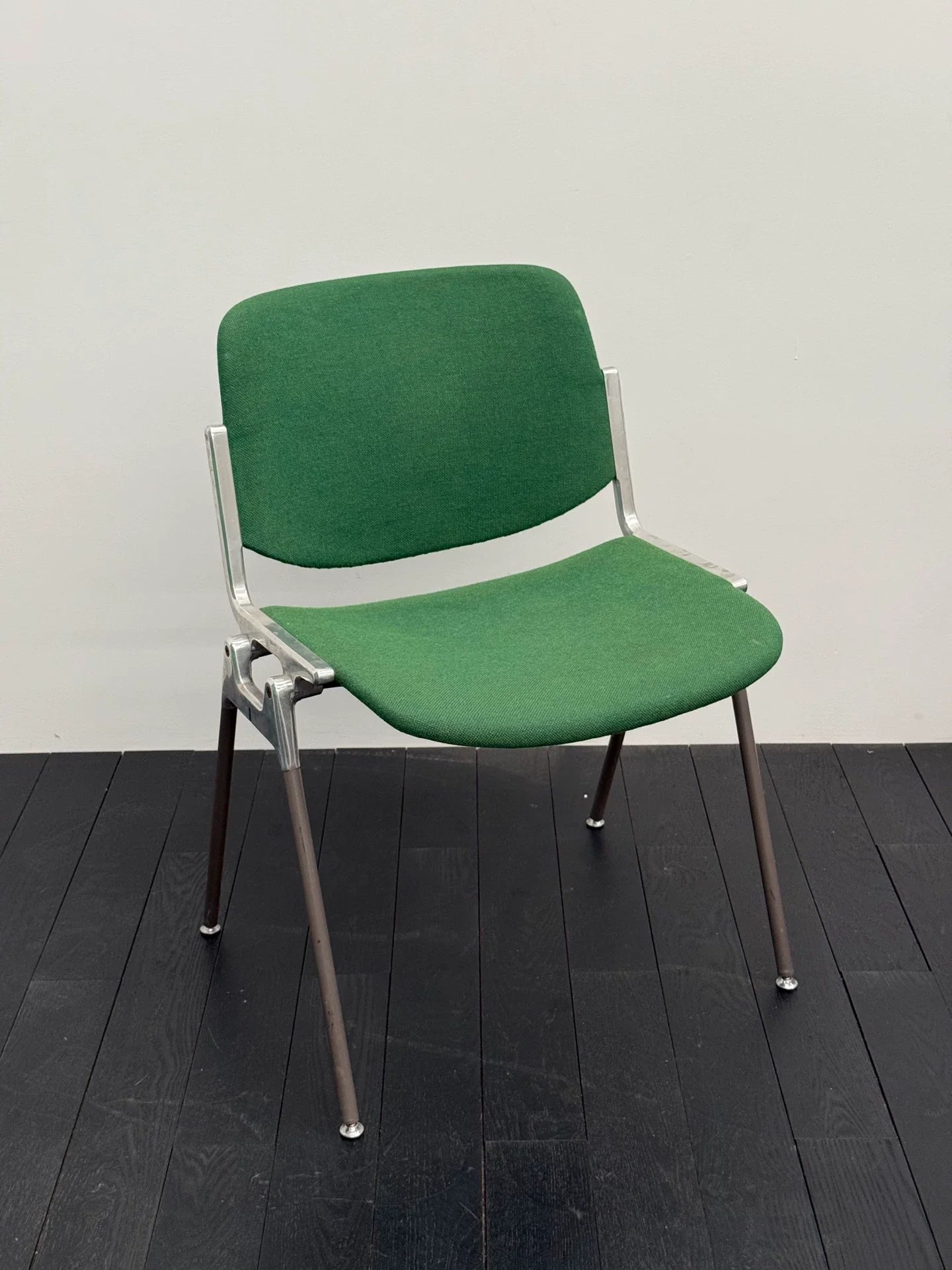 Vintage Italian Castelli DSC106 Stackable Chair by Giancarlo Piretti, Green Fabric