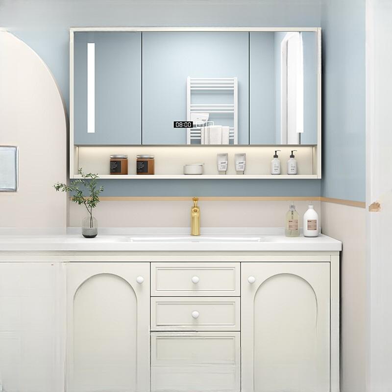 Evelyn Oak Bathroom Cabinet with Corian Basin