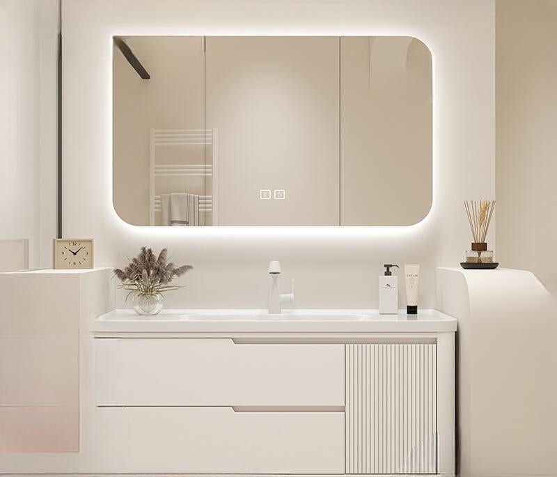 Sophia Oak Bathroom Cabinet with Corian Basin