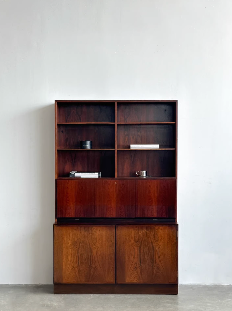 Nordic Used Danish Rosewood Bookcase Cabinet by Gunni Omann