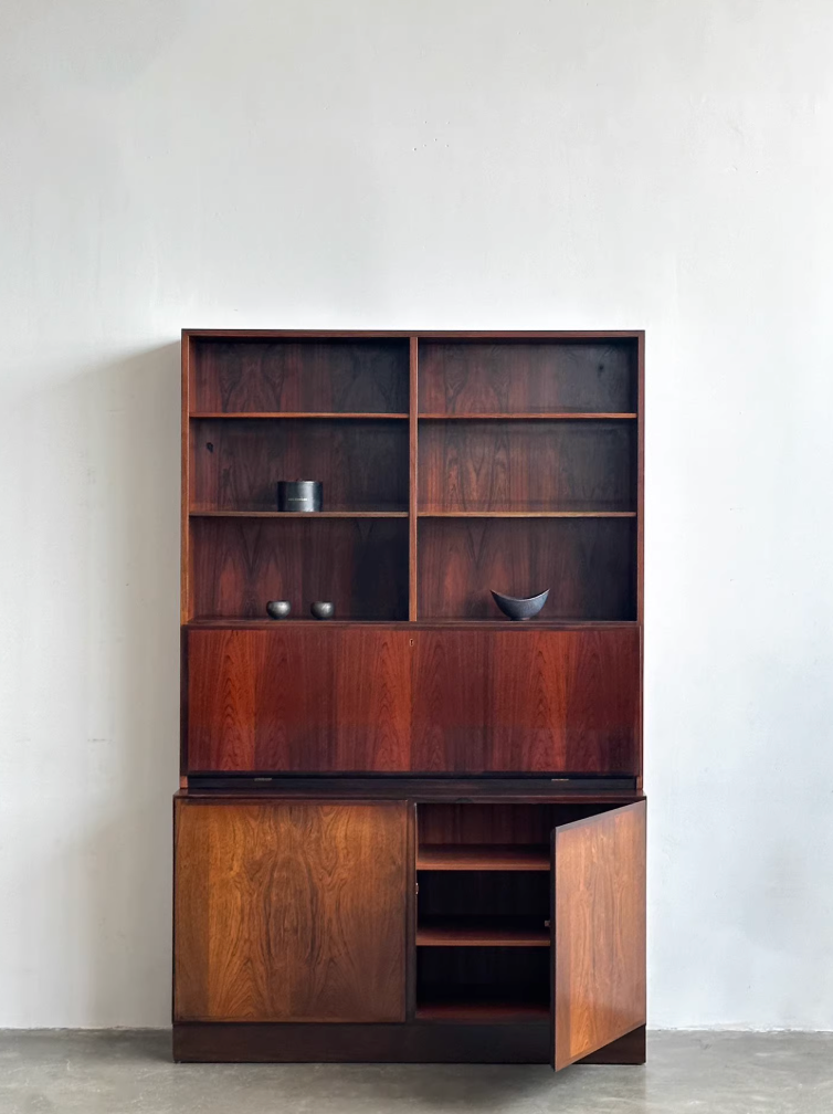 Nordic Used Danish Rosewood Bookcase Cabinet by Gunni Omann