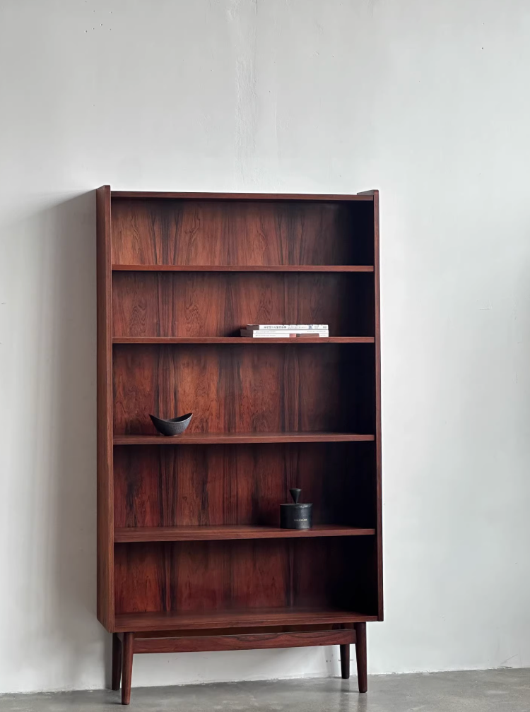 Nordic Danish Open Rosewood Bookcase Sideboard by Designer