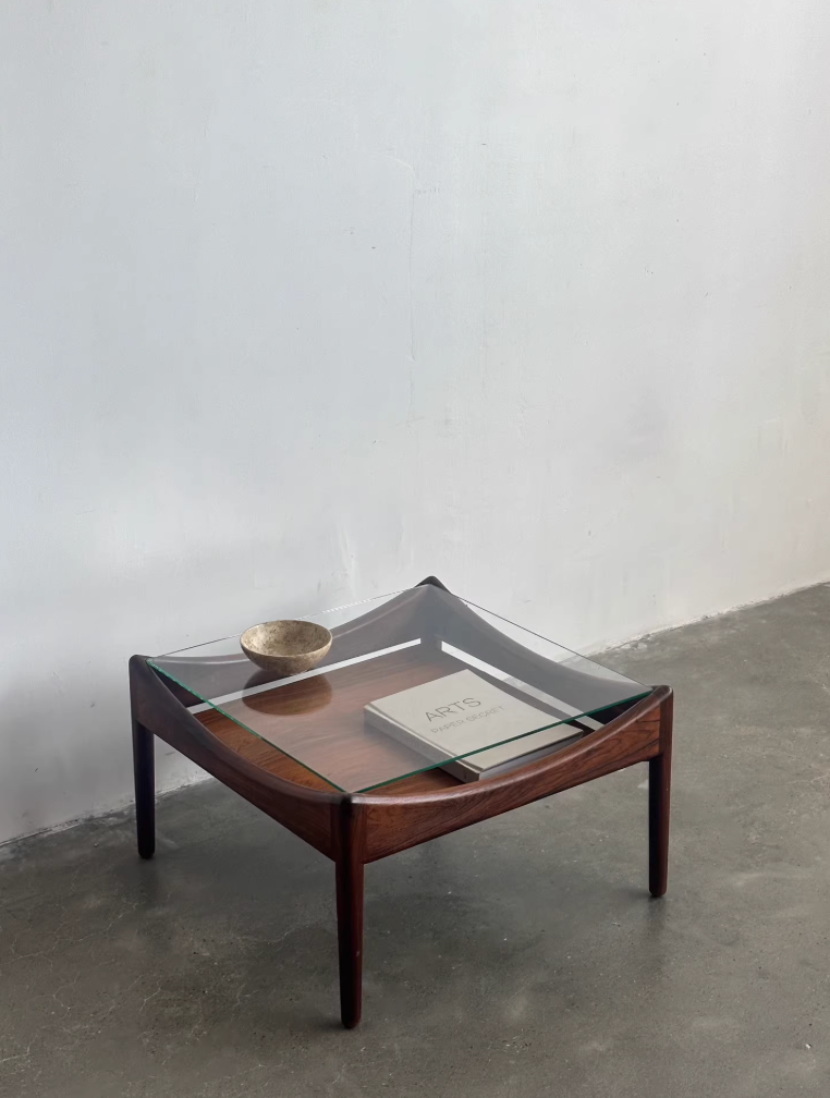 Nordic Used Danish Rosewood Glass Side Table by Kristian Vedel