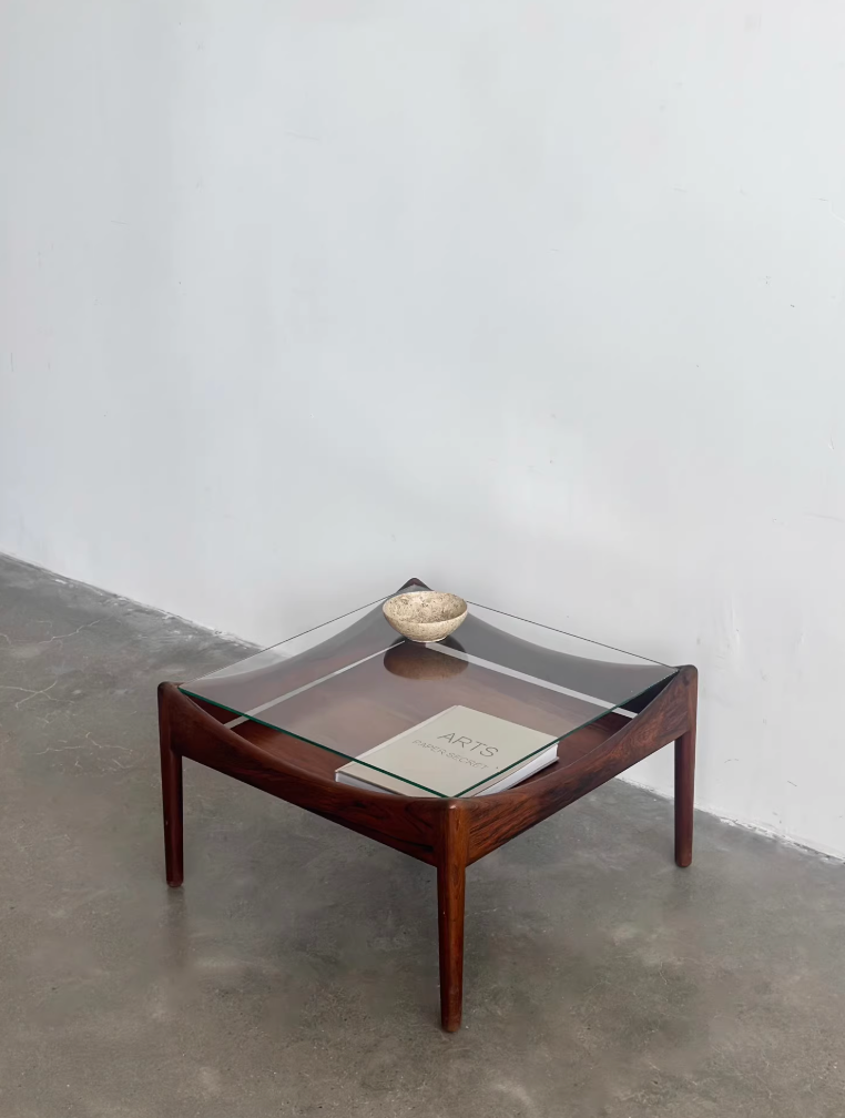 Nordic Used Danish Rosewood Glass Side Table by Kristian Vedel