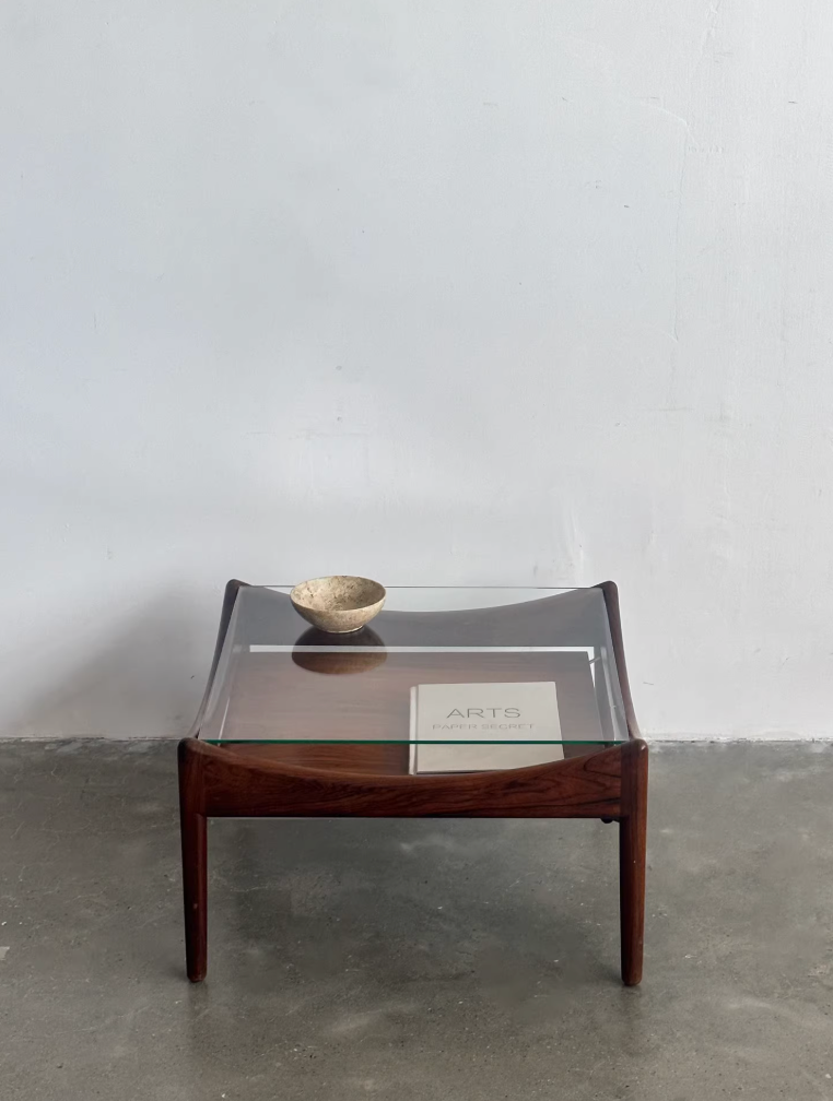 Nordic Used Danish Rosewood Glass Side Table by Kristian Vedel