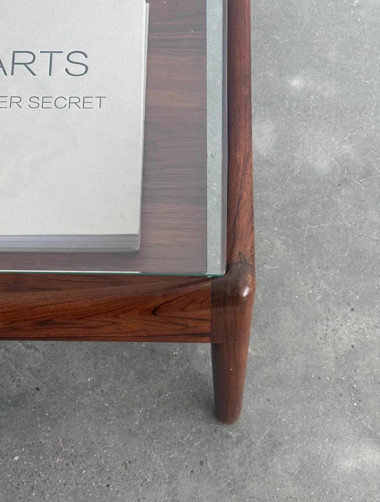 Nordic Used Danish Rosewood Glass Side Table by Kristian Vedel