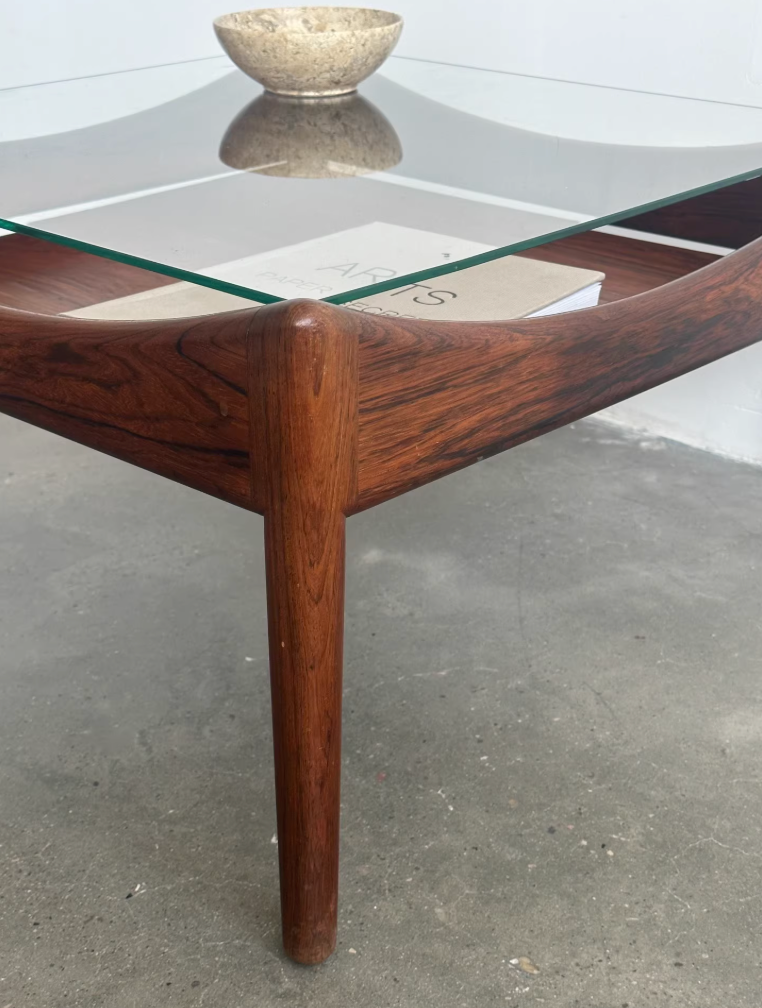 Nordic Used Danish Rosewood Glass Side Table by Kristian Vedel