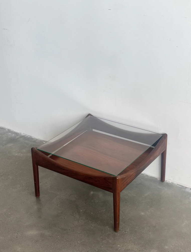 Nordic Used Danish Rosewood Glass Side Table by Kristian Vedel