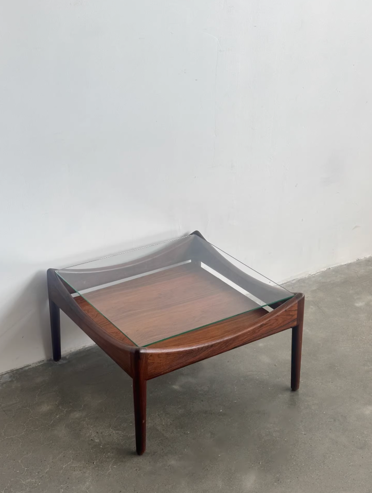 Nordic Used Danish Rosewood Glass Side Table by Kristian Vedel