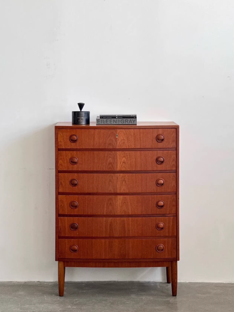 Nordic Danish Teak Chest of Drawers Six Drawer Dresser by Kai Kristiansen