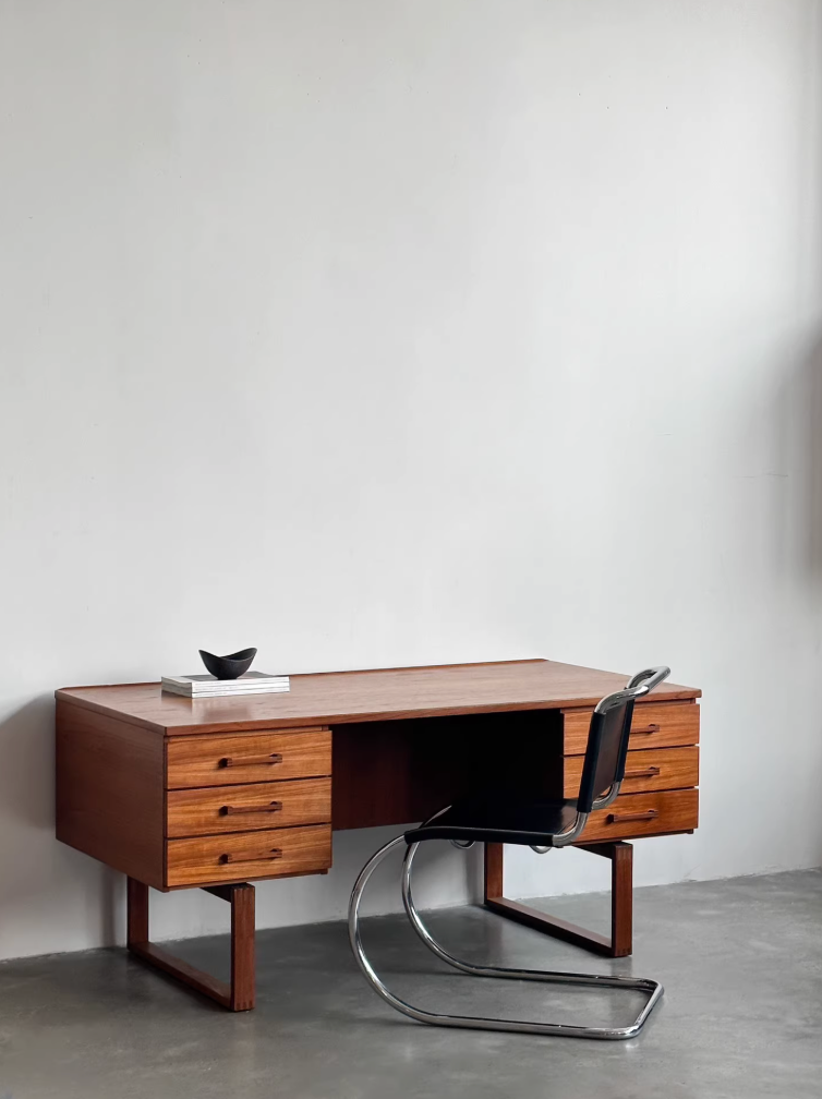 Danish Teak Double Sided Writing Desk by Henning Jensen and Torben Valeur