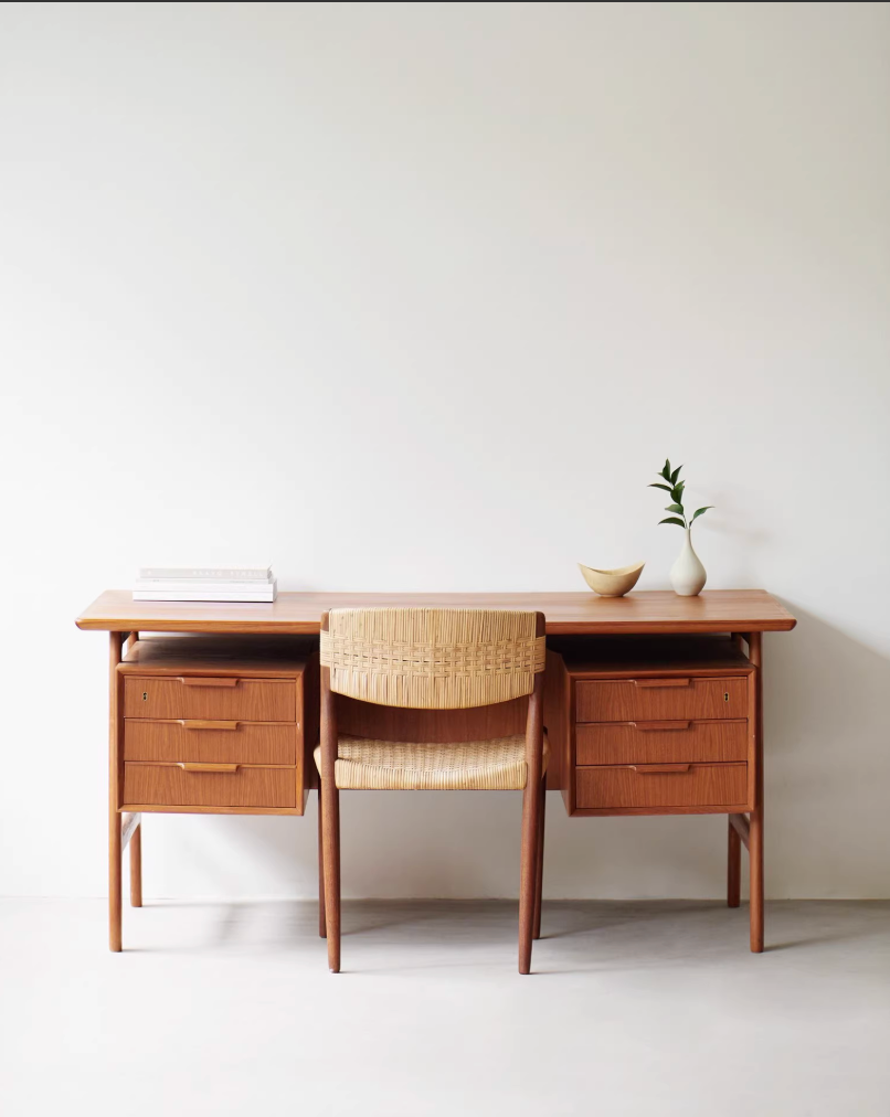 Danish Teak Double-Sided Desk Model 75 by Gunni Omann