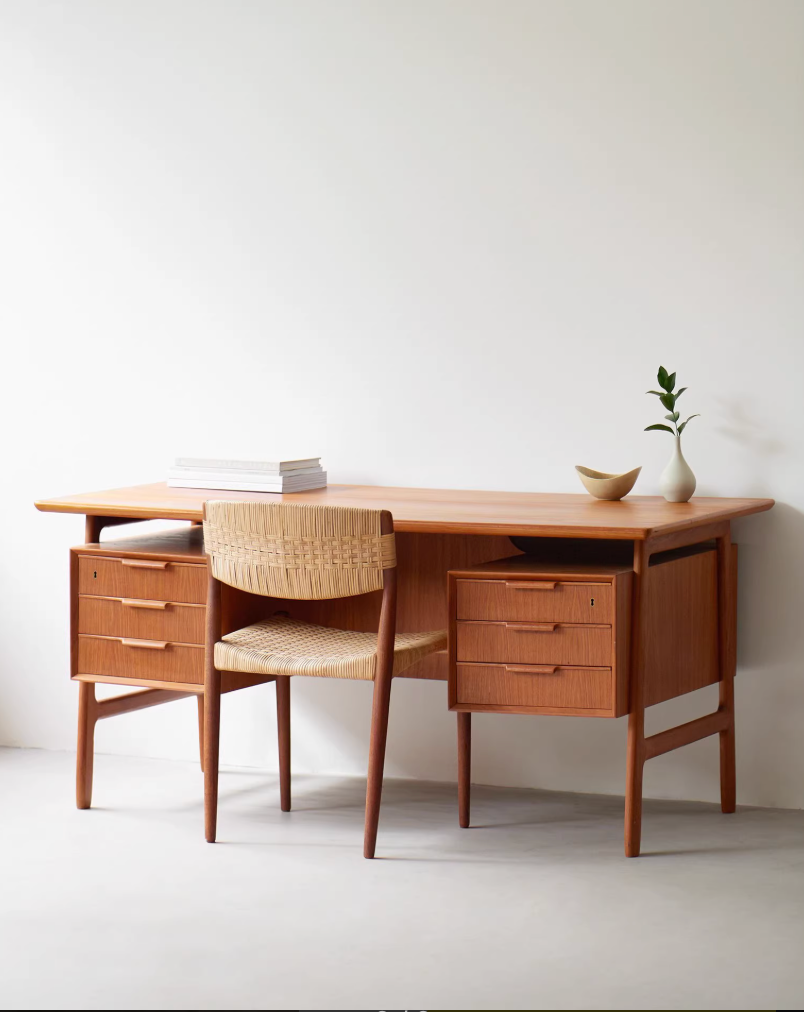 Danish Teak Double-Sided Desk Model 75 by Gunni Omann