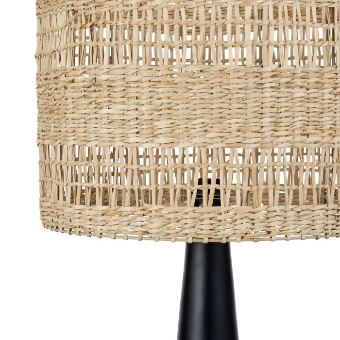 Amalfi Woven Seagrass Floor Lamp Black
