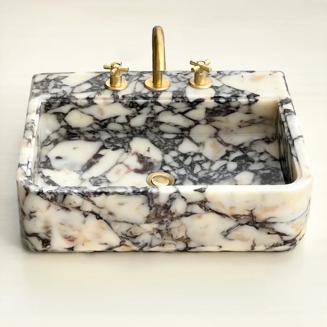 Francesca Artisanal Wall Mount Marble Sink - Calacatta Viola
