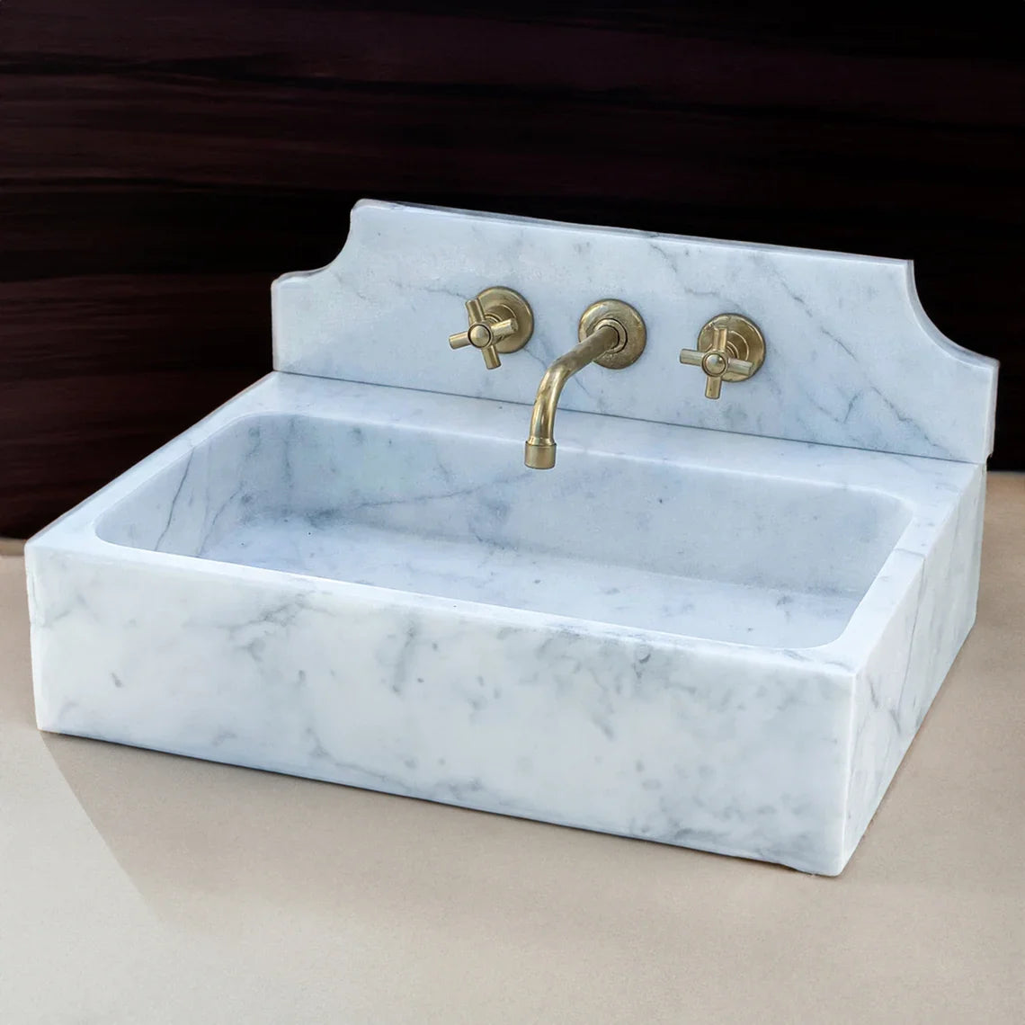 Juin Elegant Wall-Mounted Carrara Marble Sink