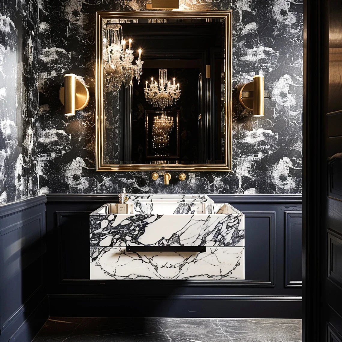 Lionnel Calacatta Viola Marble Wall-Mounted Bathroom Sink