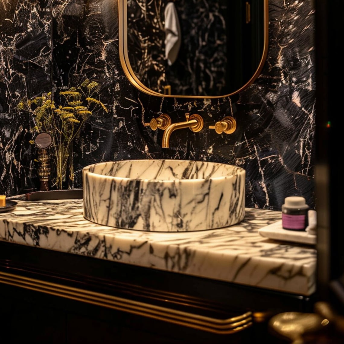 Luca Viola Marble Sink, Custom Vanity, Natural Stone Vessel