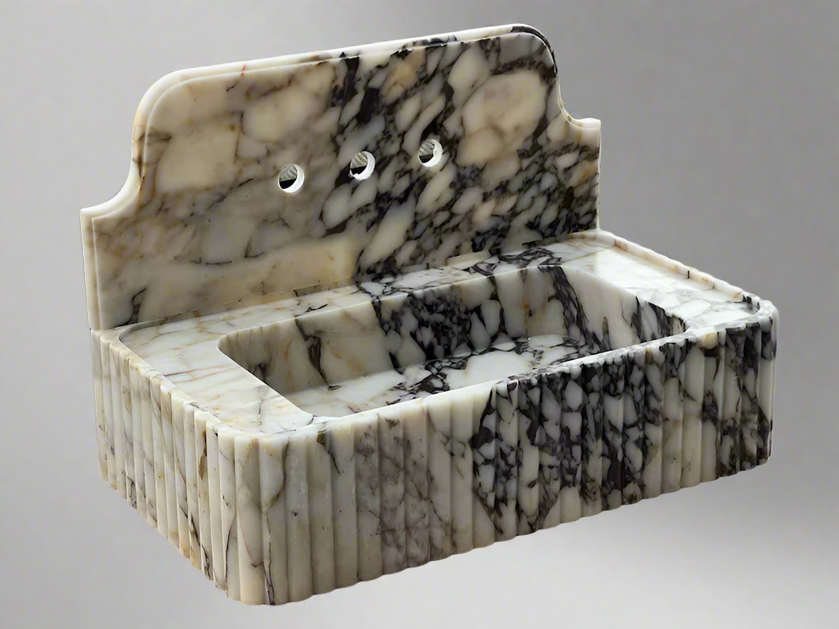 Sofia Calacatta Viola Marble Backsplash Sink