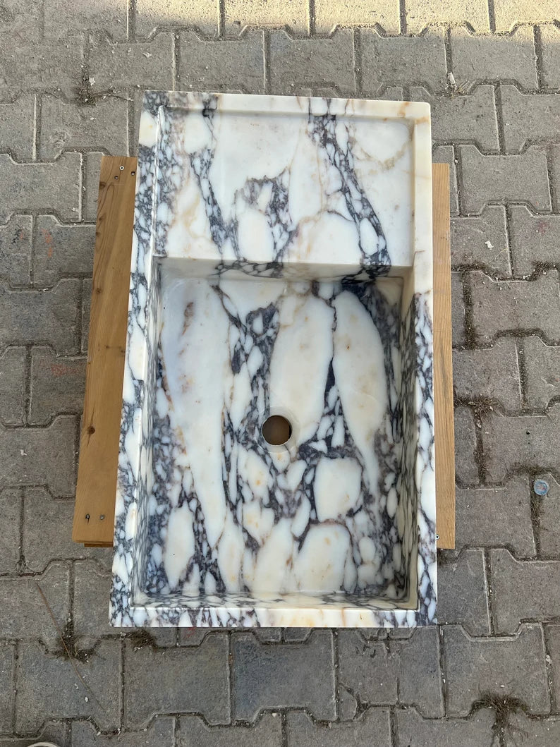 Nicola Viola Marble Sink, Trendy Bathroom Vanity Basin