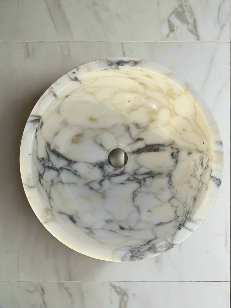 Valentino 24Calacatta Viola round bowl marble Wash basin