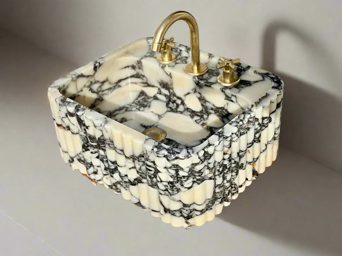 Nico Calacatta Viola ribbed marble sink