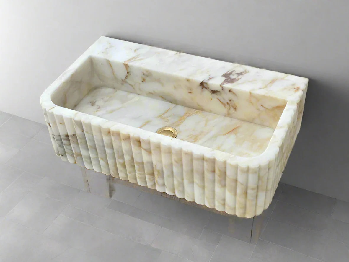 Romeo Calacatta ribbed Gold marble sink